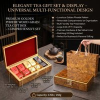 Luxury Golden Silk Nanmu Wood Grain Tea Gift Box Half Jin for Wuyi Rock Tea Da Hong Pao Tea Bag Storage Container