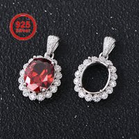 8x10mm S925 Sterling Silver Pendant Setting, Customizable DIY Women's Necklace Craft Supplies, Bulk Order Jewelry Findings Gift