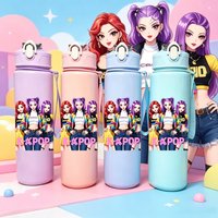 Cartoon Cute Singer Girl Pattern Water Bottle, 3D Fade Resistant Print, Leakproof Large Capacity Durable Reusable Cup