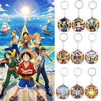 Anime One Piece Zoro Keychain Rotatable Monkey D. Luffy Character Ornament Keyring Pendant Men Women Backpack Accessories Gift
