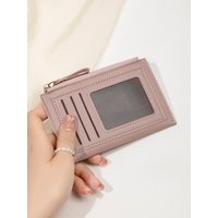 Minimalist ultra-thin coin wallet fashionable and portable PU leather wallet multifunctional credit card clip zipper card holder