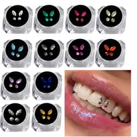4PCS Dental Crystal Teeth Gems Butterfly Tooth Drill Crystal Material Tooth Crystal Diamond Tools Dental Colored Teeth Jewelry