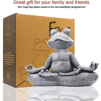 Yoga Pose Meditation Dog Cat Frog Statue Ornaments Waterproof Prayer Zen Bulldog Sculpture Crafts Garden Decoration Figurine
