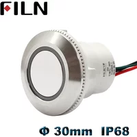 30mm Waterproof IP68 metal push button switch 12V 220V led illuminated momentary latching switch on off pushbutton wire leading