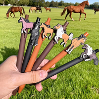 8pcs horse shaped patch themed ballpoint pens, random style (2 pens+6 pen cores), student writing gift pens