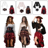 Ladies' Gothic style Halloween costume, makeup ball, pirate cosplay, Captain Jack, adult female Caribbean pirate performance cos