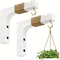 2pcs L-Shaped Wooden Wall Plant Hook with Jute Accent, Decorative Hanging Bracket for Home