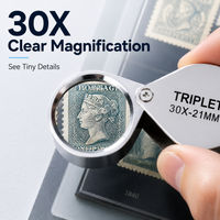 High Clarity Foldable Pocket Loupe 10X 30X Triplet Jewelers Eye Magnifier for Jewelry Diamond Gem Coin Stamp Watch Appraisal
