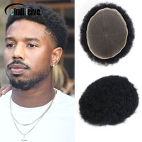 Afro Kinky Curly Full Lace Men Toupee Breathable Lace PU Around Men's Wig Human Hair Toupee Men Systems Unit Wig For Men 8*10