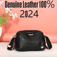 100% Genuine Leather Shoulder Bags Fashion Luxury Brand Women Designers Trend Wide Shoulder Strap Cowhide Female Messenger Bag