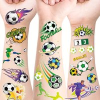 12pcs Glitter Soccer Temporary Tattoo for Kids Boy Soccer Theme Birthday Party Favor Goodie Bag Stuffer Supplies Classroom Prize