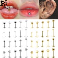 ZS 1 Piece Plug In Style 16/18/20G Stainless Steel Lip Stud 5-12MM Labret Lip Piercing Helix Cartilage Piercings Earring Jewelry
