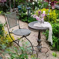 European Vintage Iron Garden Table Foldable Coffee Chairs for Outdoor Terrace Decor with Do Old Design Durable Garden Furniture