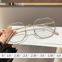Retro Hexagon Myopia Glasses Women Designer Eyeglass Frame Women's Grade Glasses Men's Minus Spectacles Metal Oculos 2025 New