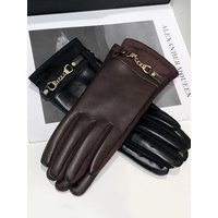 AliExpress LAOVCE Luxurious High Quality Protein Leather Fleece Lined Women's Gloves Winter Cycling Windproof Keep Warm Elegant Touchscreen Gloves
