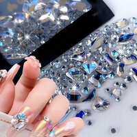 150pcs Flatback Round Rhinestone Plus 20pcs Odd Shaped Large Blue AB Clear Crystal Nail Rhinestones DIY Jewelry Gems Nail Charms
