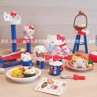 Hello Kitty Cat Cafe Blind Box Toys Kitty White Dessert Tableware Miniature Model Cartoon Desktop Ornament Collectible Toys Gift