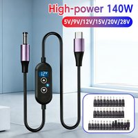 Type-C to DC Power Cable DC 5v/9v/12v/15v/20v/28v 6-speed Regulation Boost Wire With DC Adapter For Laptops Routers Cameras Cord