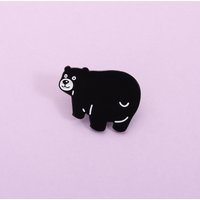 Cute Black Bear Enamel Pin Cartoon Animal Brooch Metal Badge Fashion Jewelry Gift for Kids