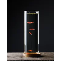 2L Micro Landscape Teahouse Tabletop Fish Tank Viewing Cylindrical Household Mini Miniature Glass Fish Tank