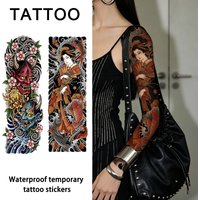 Asian Vintage Full Sleeve Temporary Tattoo Sticker, Long-lasting and Waterproof, Realistic Fake Tattoos for Man or Women.