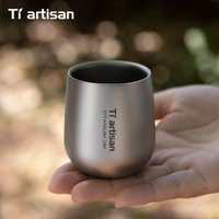 Tiartisan Pure Titanium Delicate Coffee Cup 120ml Double-layer Anti-scald Tea Water Cup Outdoor Portable Drinkware Camping Gear