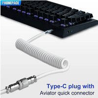 Coiled Mechanical Keyboard Cable Aviation Connector USB Type C Elastic Retractable Extension Line 3M Keyboard Wiring Accessory
