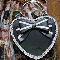 Japanese Original Dark Goth Style Lolita Bow Love Crescent Bags Female Sweet Cool PU Leather Shoulder Messenger Bag for Women