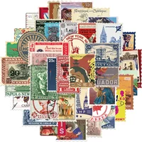 50pcs Vintage Retro Travel Stamp Stickers Scrapbook Phone Laptop Guitar Stationery DIY Waterproof Sticker Decals Kids Toy