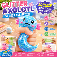 Glitter Axolotl Stress Relief Toy Ultimate Squeeze Stretch Fidget Toy Anxiety Reliever For Kids Adults Stress Reduction And Mood