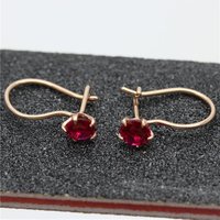 585 purple gold plated 14K rose gold inlaid ruby earrings for women sweet light luxury fashion jewelry to send girlfriend