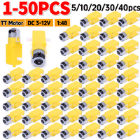 1-50Pcs Dual Shaft TT Motor DC 3-12V for Arduino DIY Smart Car Robot Electric Gear Motor 1:48 Plastic TT Motor Tire Wheel