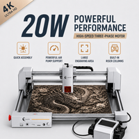 Carverall JL9 20W Laserowa grawerka i wycinarka, laserowa maszyna do grawerowania 300x300mm z podwójnym napędem silnikowym, asystą powietrzną, precyzją 0,01mm, 3 tryby ostrości,