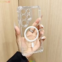 For Magsafe Case For Samsung Galaxy S21 S26 S25 S23 S24 S22 Ultra Plus S23 S24 FE S25edge Magnetic Transparent Shockproof Cover