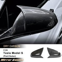 Car Rear View Mirror Covers Caps for Tesla Model S Plaid Sedan 2021-2023 Add On Side Mirror Caps Shell Case Prepreg Dry Carbon