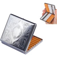 Portable Stainless Steel Metal Cigarette Case Patterned Decorative Cigarette Case Stylish Cigarette Storage Box 20 Cigarettes