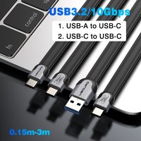 UGOURD USB A to C 10Gbps Cable USB C to Type C USB3.1/3.2 Gen2 Cable Data Transfer USB SSD Hard Disk Cable 60W 0.15m - 3m Flat