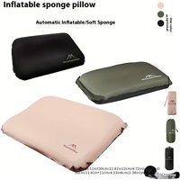 Portable automatic inflatable pillow, comfortable, quiet, high-elastic rebound cotton pillow suitable for outdoor camping travel