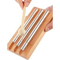 Miwayer 3 Tone Wooden Meditation Chime – Aluminum Bars, Beech Base, C7/D7/E7, 15s Ring, with Mallet, for Yoga Sound Healing
