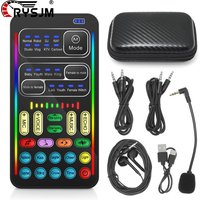 New I9 Mini Voice Changer Live Sound Card + Headphones + Microphone Audio 8 Sound Effect Machine Equipment Voice Card for Phone
