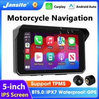 Portable 5 Inch Motorcycle GPS Navigation IPX7 Waterproof Display Bluetooth Wireless Carplay Android Auto Moto Dashboard Monitor