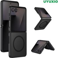UYUXIO Translucent Magnetic Mobile Phone Case for Samsung Galaxy Z Flip 7 Wireless Charging Cases Rugged Slim Cover with Magnet