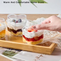 【SE】10/20/30Pcs Disposable Transparent Plastic Mousse Cup Mini Heart Shaped Pudding Dessert Cup For Hotel Party And Sweet Shop