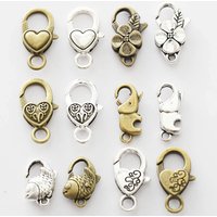 10pcs Antique Bronze Alloy Love Heart Lobster Clasp Hooks Fit For DIY Making Necklace Bracelet Jewelry Chains Connector Findings