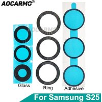 Aocarmo For Samsung Galaxy S25 SM-S9310/S931U/S931B Rear Back Camera Lens Glass Metal Ring Frame With Adhesive Repair Part