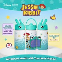 1pc 12oz Disney Jessie & Lilypad Stainless Steel Tumbler Gradient Print with Carry Handle Portable Cup for Outdoor Travel Home