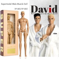 1/6 Modna lalka z mięsistymi mięśniami, David, supermodel, ciemna opalizna, ruchome stawy, złote/czarne krótkie włosy, 33 cm, męska figurka, kolekcjonerska lalka.