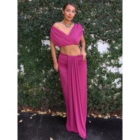 Tossy Sexy 2 Piece Skirt Set Women Ruched Off Shoulder Crop Top and Maxi Skirt Matching Sets Summer Vacation Party Club Outfits
