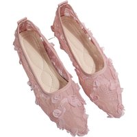 French-style Net Flower Mary Jane Flat Shoes for Women Sweet Square-toe Ballet-inspired Single Shoes Woman Summer Fairy Sandals