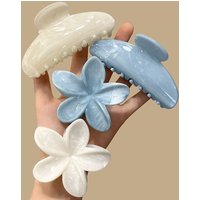 2026 Hawaiian Gradient Ocean Blue Plumeria Acetate Hair Claws Hair Clips For Women Girls Party Ponytail Holder Hair Accessories